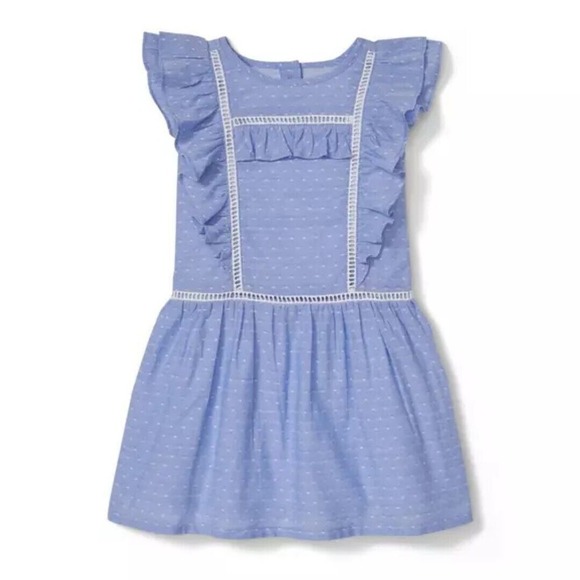 Janie and Jack Other - Janie and Jack Swiss Dot Ruffle Trim Dress Girls 8 Spring Blue Embellished Lined